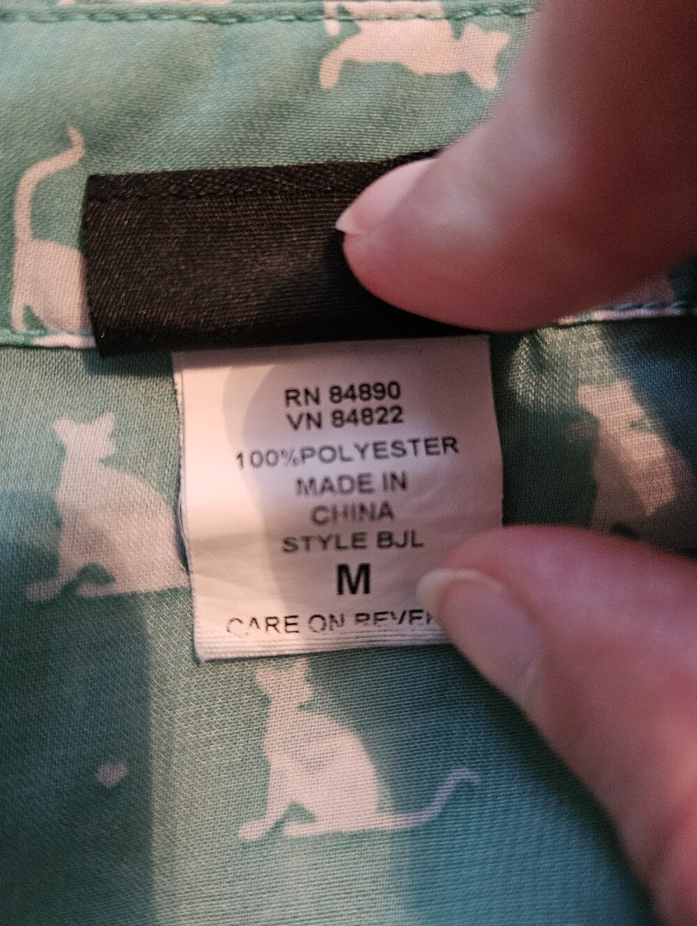 White Cat 🐱 Print Teal Blouse - Picture 3 of 6